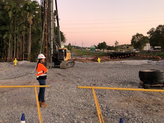 Keller female graduate on site