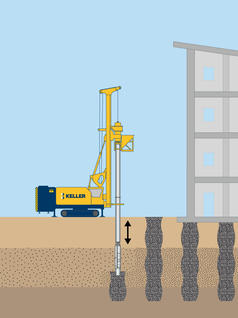 Coloane din material granular, vibrate
